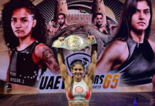Michele Oliveira celebra título do UAE Warriors