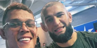 Chimaev cita Caio Borralho para próxima luta, e brasileiro aceita: ‘Só me avise’ Caio Borralho e Khamzat Chimaev